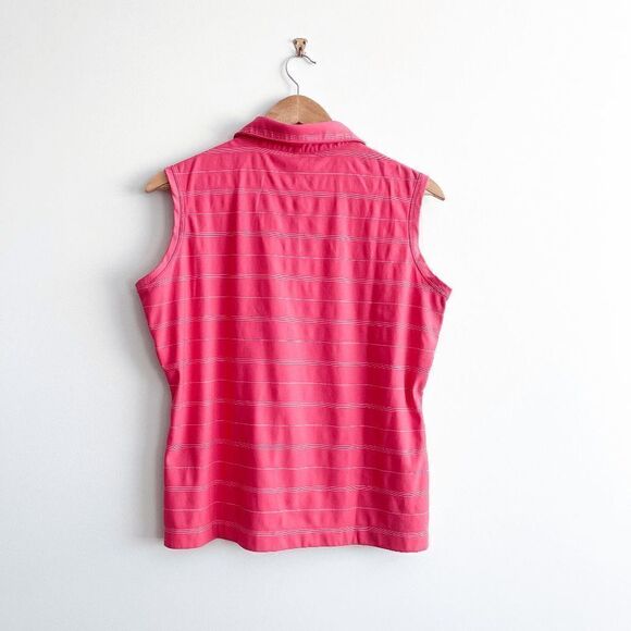 Nike Golf Womens Athletic Top Fit Dry Collared Sleeveless Stripes Pink Large - Picture 2 of 6